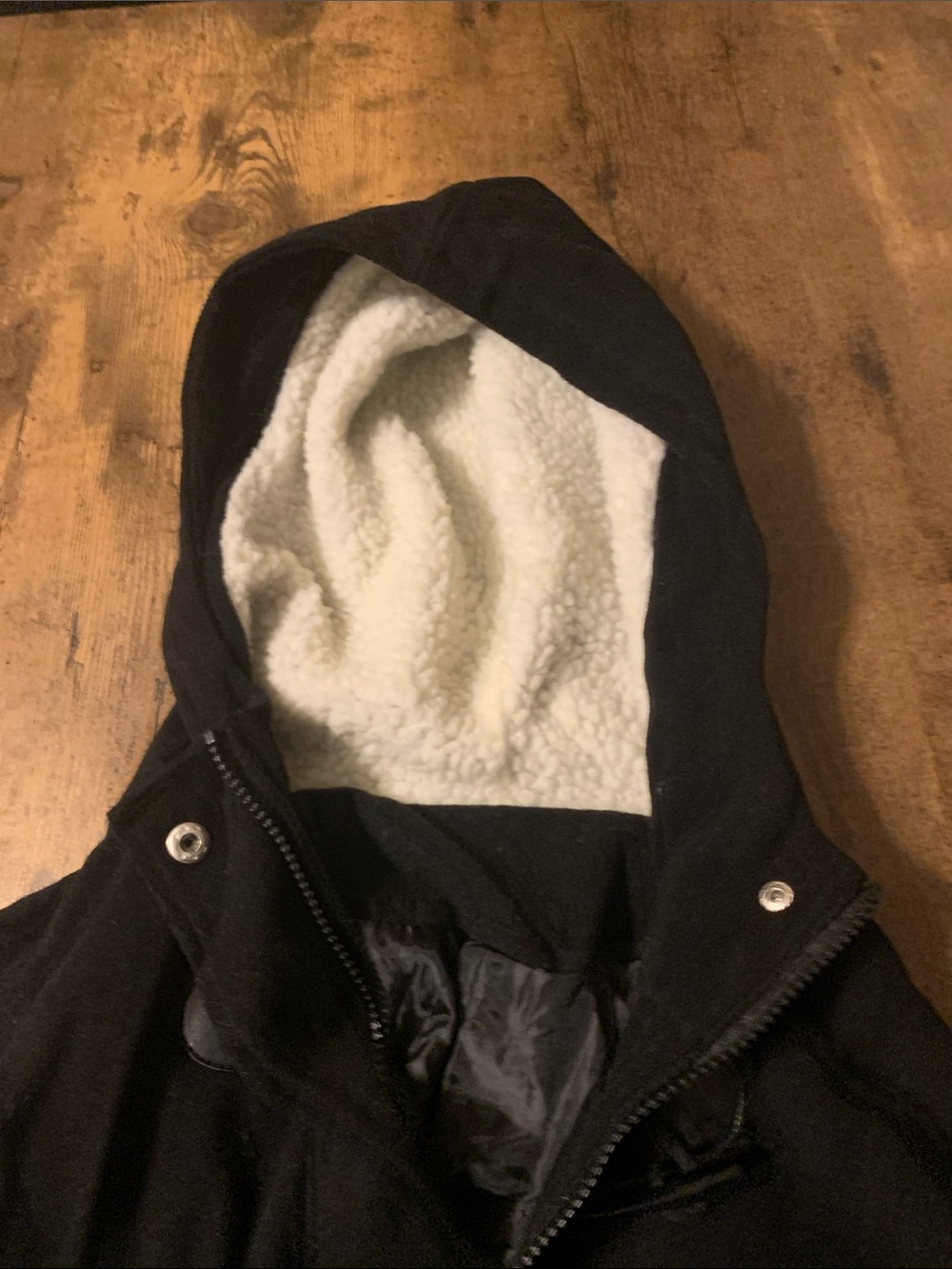 Women’s Black Hooded Toggle Pea Coat - Picture 7 of 7